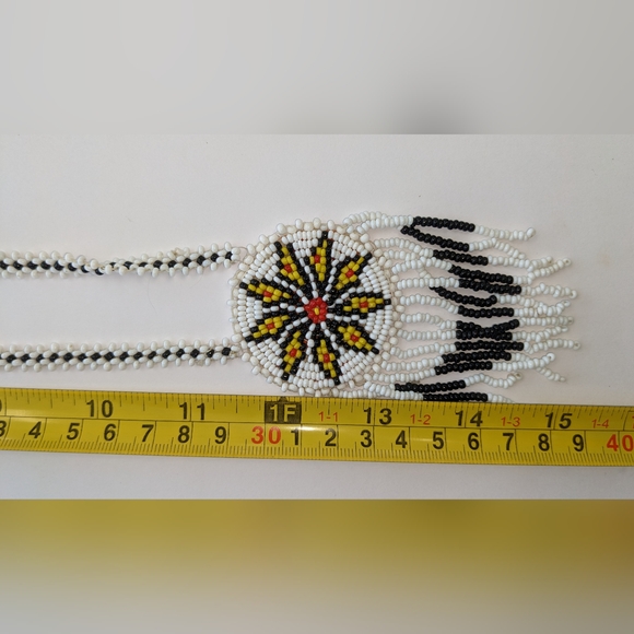VTG BEADED LEATHER BACK NECKLACE - Picture 2 of 9